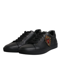 Dolce & Gabbana Black London Sacred Heart Sneakers Shoes