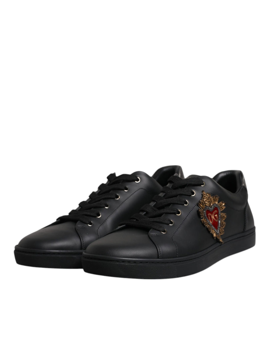 Dolce & Gabbana Black London Sacred Heart Sneakers Shoes