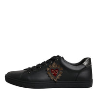 Dolce & Gabbana Black London Sacred Heart Sneakers Shoes