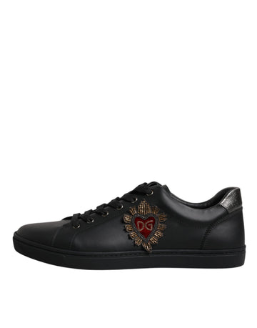 Dolce & Gabbana Black London Sacred Heart Sneakers Shoes