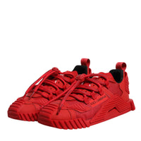 Dolce & Gabbana Red Nylon NS1 Low Top Lace Up Sneakers Shoes