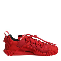 Dolce & Gabbana Red Nylon NS1 Low Top Lace Up Sneakers Shoes