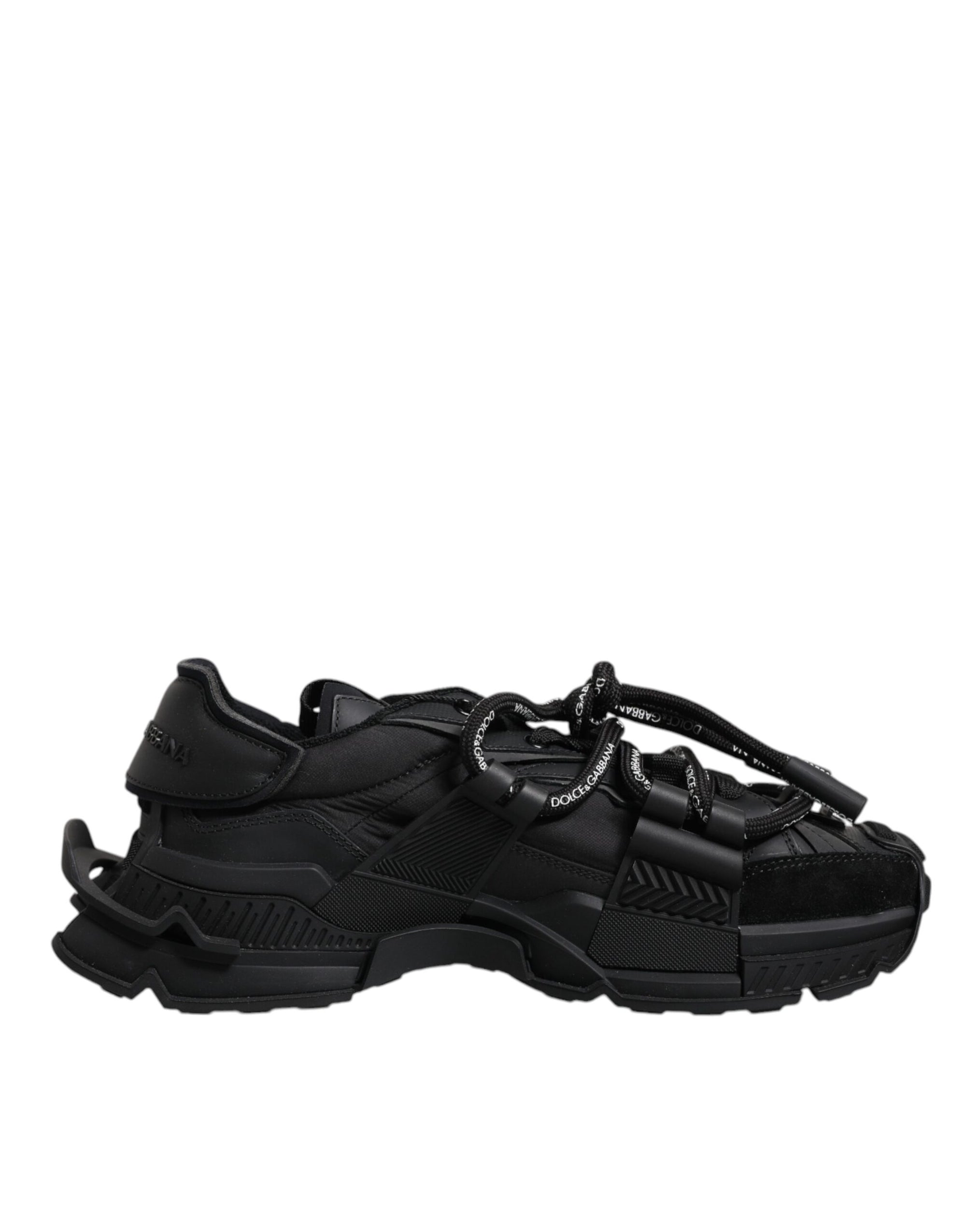 Dolce &amp; Gabbana Black Low Top Space Lace Up Sneakers Shoes