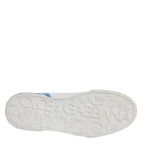 Dolce & Gabbana White Blue Portofino Leather Sneakers Shoes