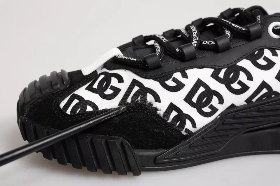 Dolce &amp; Gabbana Black Logo Nylon Low Top NS1 Sneakers Shoes