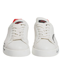 Dolce & Gabbana White Red Portofino Leather Sneakers Shoes