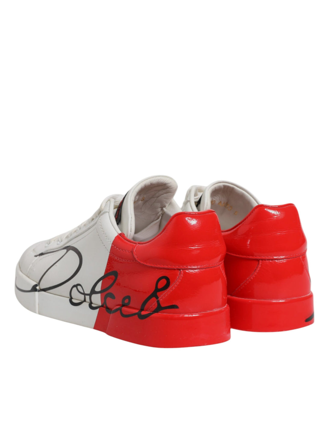 Dolce & Gabbana White Red Portofino Leather Sneakers Shoes