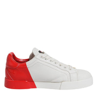 Dolce & Gabbana White Red Portofino Leather Sneakers Shoes