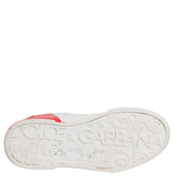 Dolce & Gabbana White Red Portofino Leather Sneakers Shoes