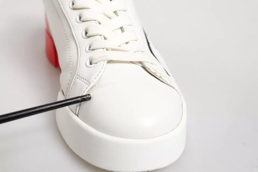 Dolce & Gabbana White Red Portofino Leather Sneakers Shoes