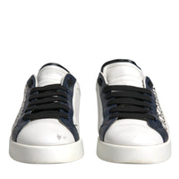 Dolce & Gabbana White Blue Leather Crown Milano Sneakers Shoes