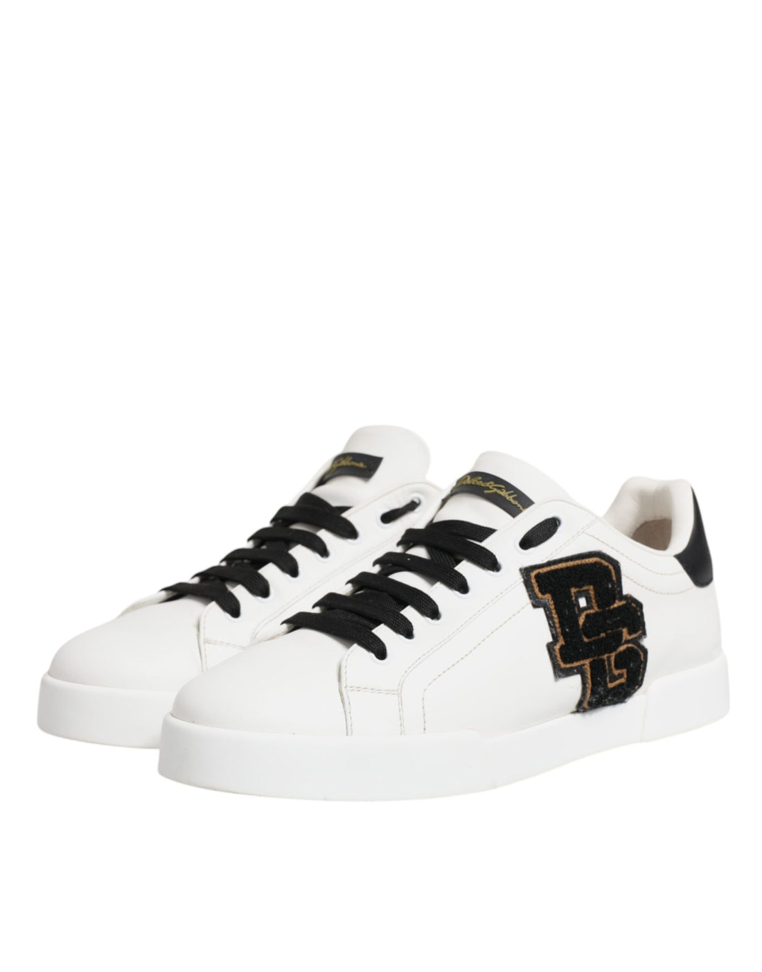 Dolce & Gabbana White Leather DG Logo Low Top Sneakers Shoes