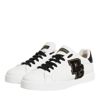 Dolce & Gabbana White Leather DG Logo Low Top Sneakers Shoes