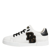 Dolce & Gabbana White Leather DG Logo Low Top Sneakers Shoes