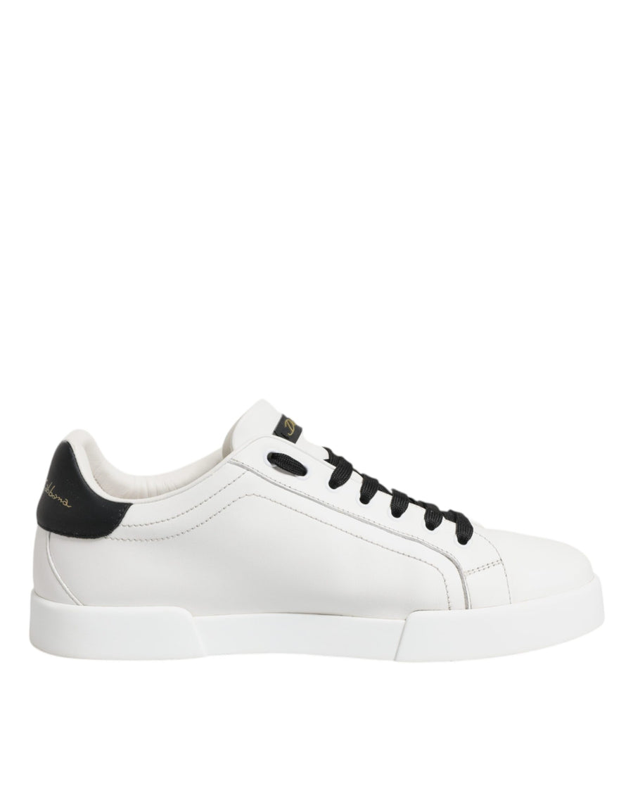 Dolce & Gabbana White Leather DG Logo Low Top Sneakers Shoes