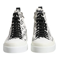 Dolce & Gabbana White Canvas Logo High Top Sneakers Shoes