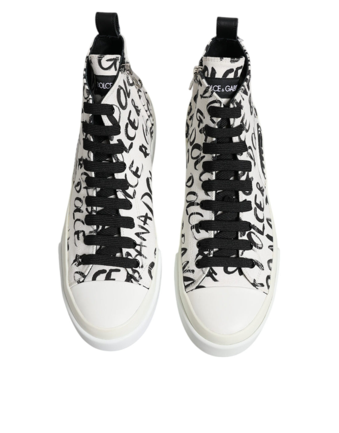 Dolce & Gabbana White Canvas Logo High Top Sneakers Shoes