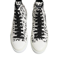 Dolce & Gabbana White Canvas Logo High Top Sneakers Shoes