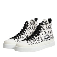 Dolce & Gabbana White Canvas Logo High Top Sneakers Shoes