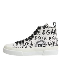 Dolce & Gabbana White Canvas Logo High Top Sneakers Shoes