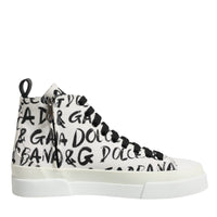 Dolce & Gabbana White Canvas Logo High Top Sneakers Shoes