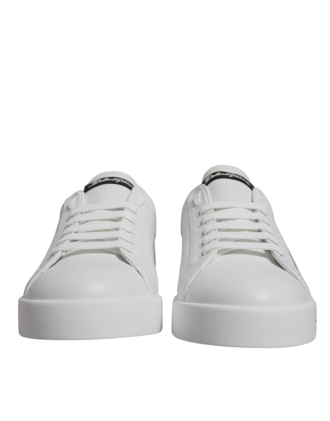 Dolce & Gabbana White Black Logo Portofino Sneakers Shoes