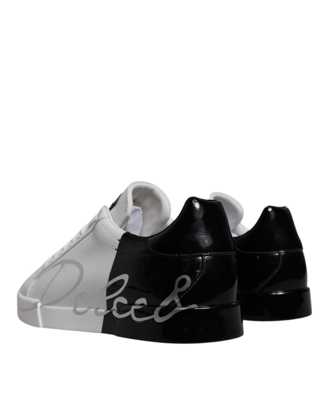 Dolce & Gabbana White Black Logo Portofino Sneakers Shoes