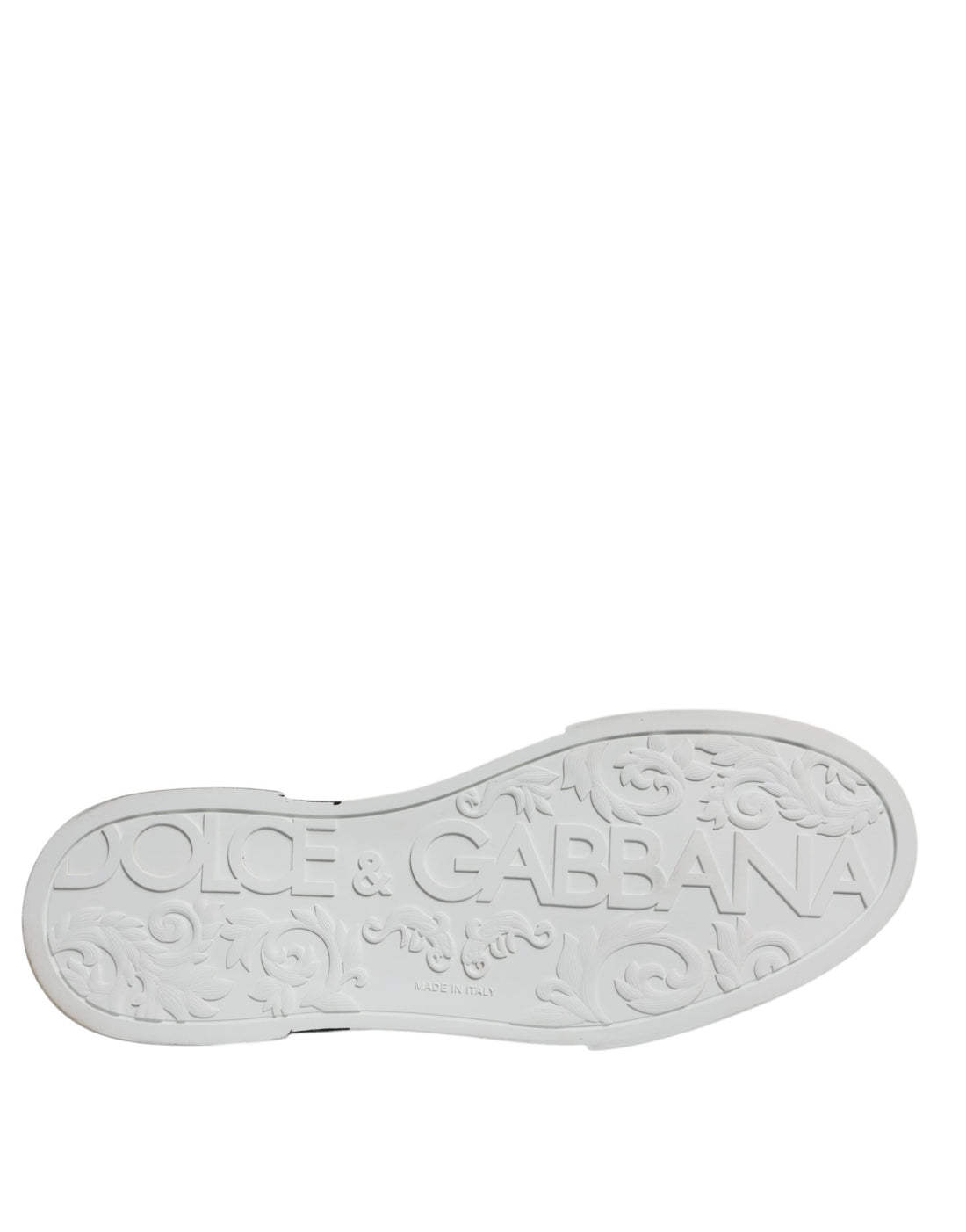 Dolce & Gabbana White Black Logo Portofino Sneakers Shoes