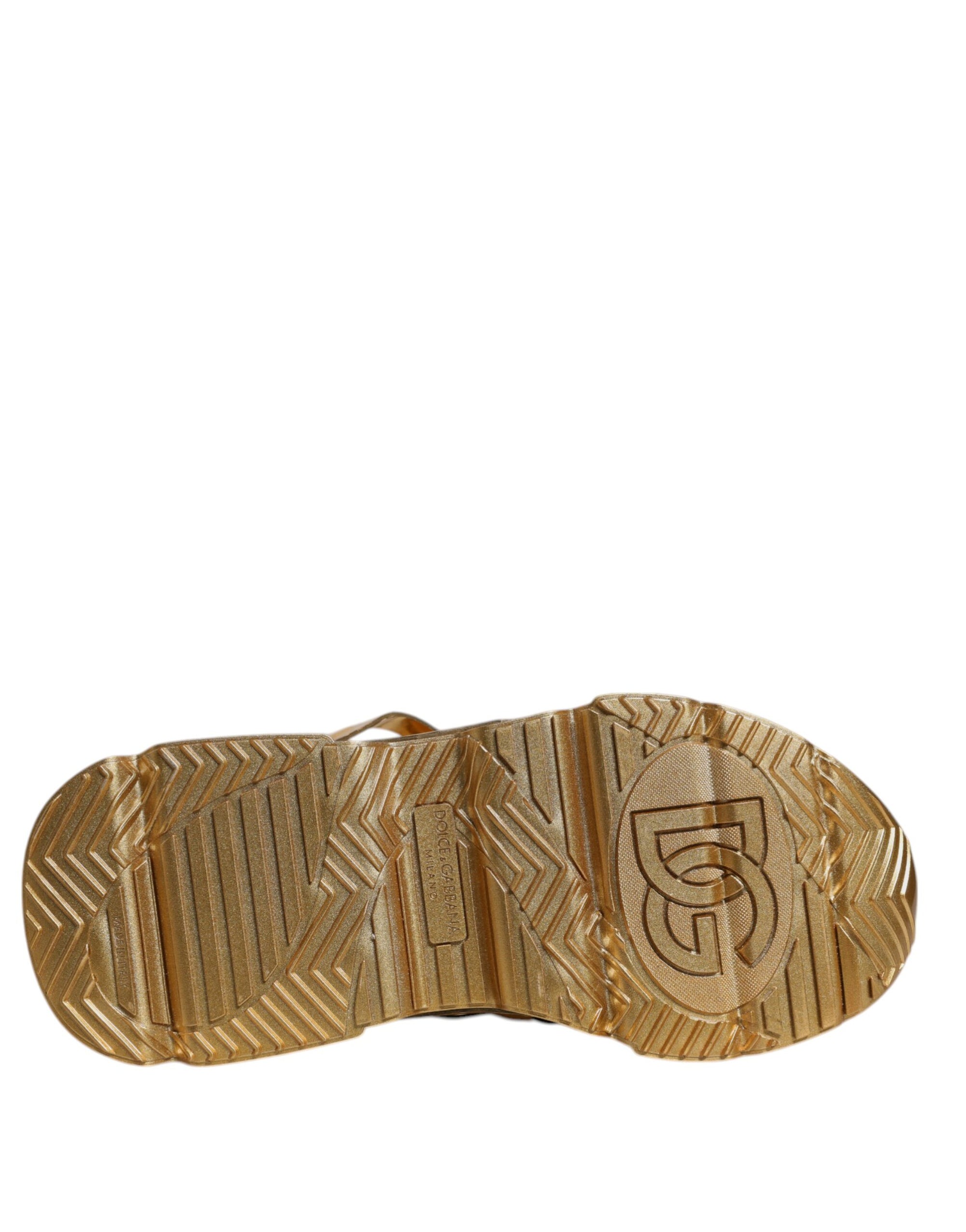 Dolce &amp; Gabbana Gold Daymaster Leather Low Top Sneakers Shoes