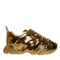 Dolce & Gabbana Gold Daymaster Leather Low Top Sneakers Shoes