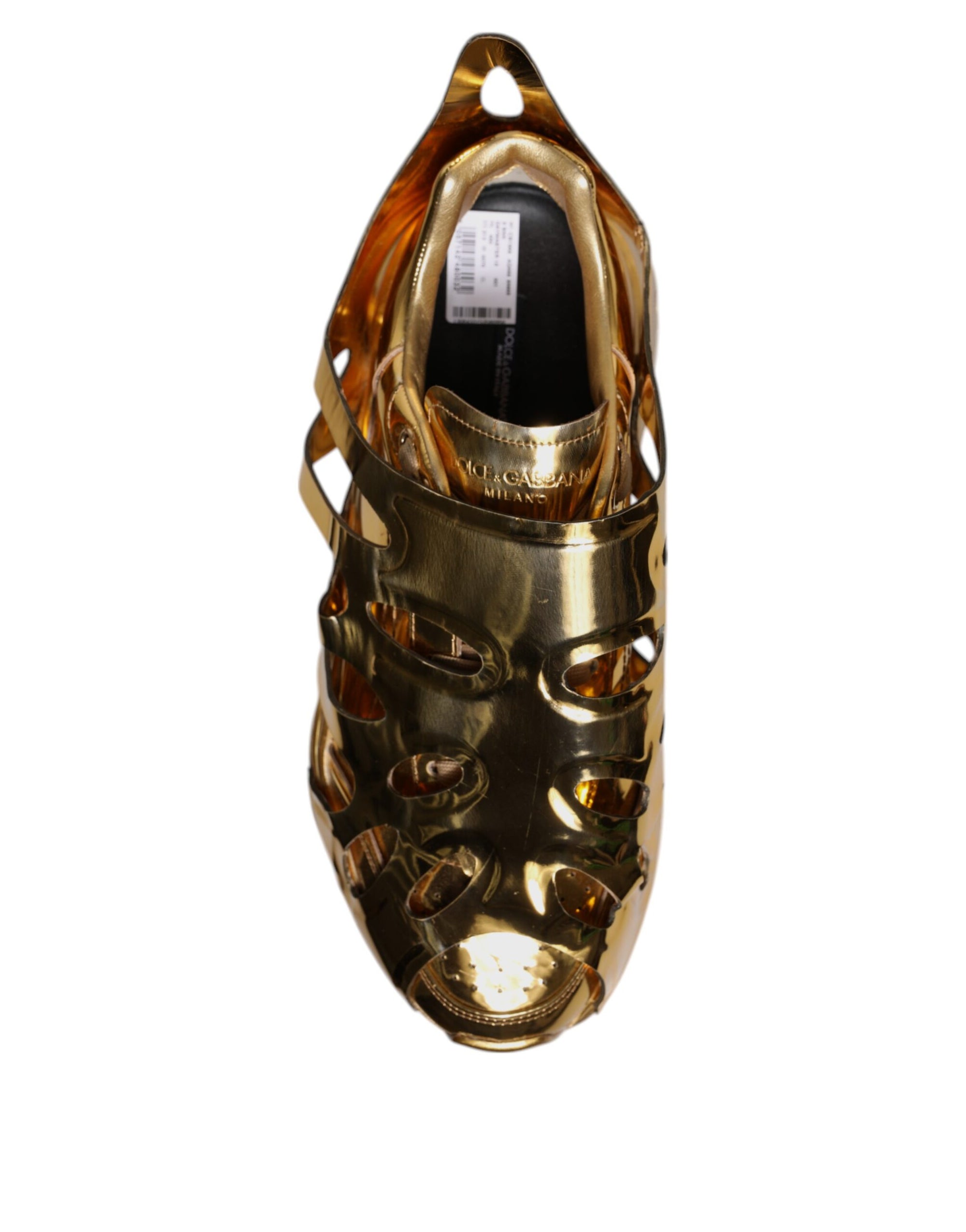 Dolce &amp; Gabbana Gold Daymaster Leather Low Top Sneakers Shoes