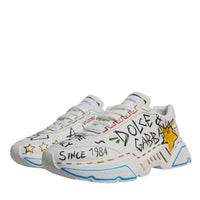 Dolce & Gabbana White Daymaster Hand Painted Sneakers Shoes