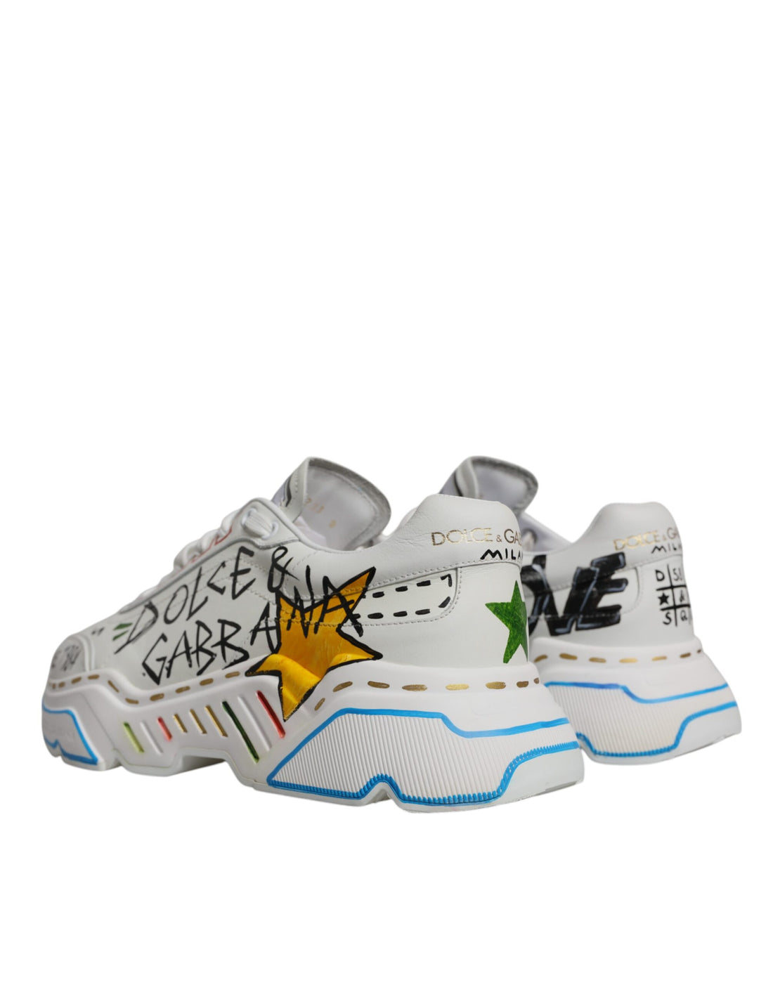 Dolce & Gabbana White Daymaster Hand Painted Sneakers Shoes