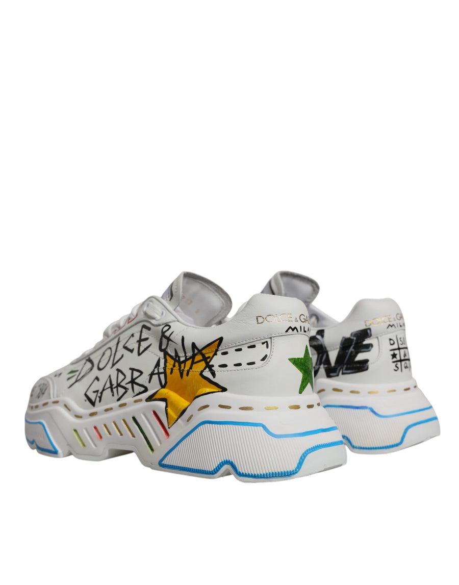 Dolce & Gabbana White Daymaster Hand Painted Sneakers Shoes