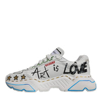 Dolce & Gabbana White Daymaster Hand Painted Sneakers Shoes