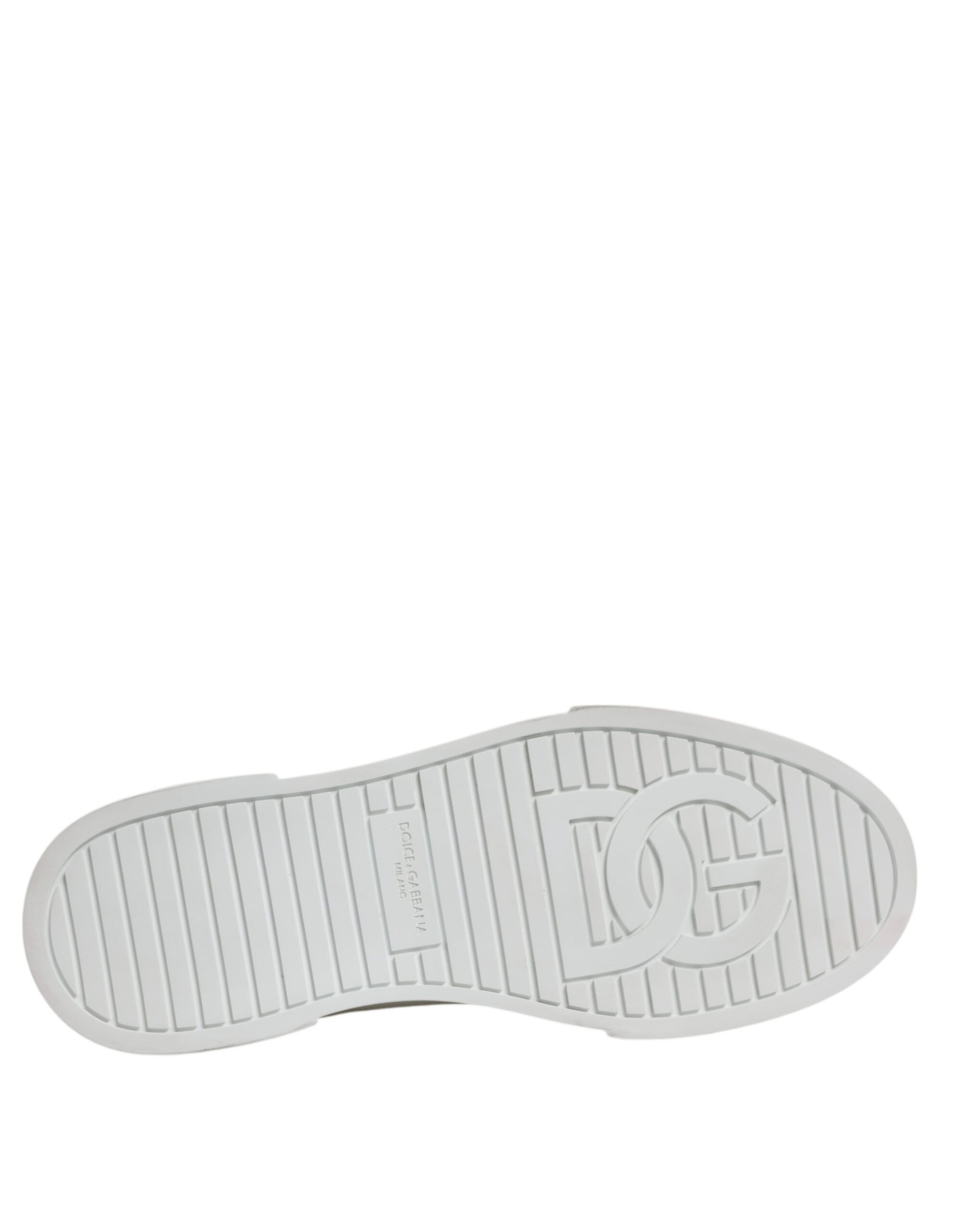 Dolce &amp; Gabbana White Black Cotton High Top Sneakers Shoes