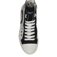 Dolce & Gabbana White Black Cotton High Top Sneakers Shoes