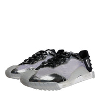 Dolce & Gabbana Silver Black Nylon NS1 Low Top Sneakers Shoes