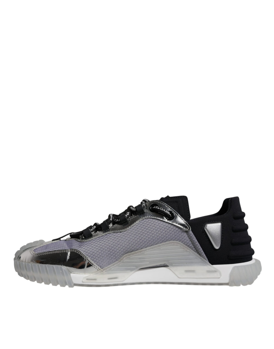 Dolce & Gabbana Silver Black Nylon NS1 Low Top Sneakers Shoes