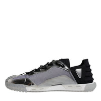 Dolce & Gabbana Silver Black Nylon NS1 Low Top Sneakers Shoes