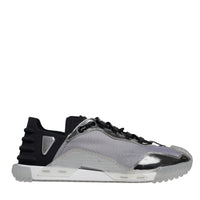 Dolce & Gabbana Silver Black Nylon NS1 Low Top Sneakers Shoes