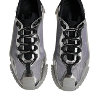 Dolce & Gabbana Silver Black Nylon NS1 Low Top Sneakers Shoes