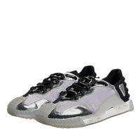 Dolce & Gabbana Silver Black Nylon NS1 Low Top Sneakers Shoes