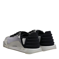 Dolce & Gabbana Silver Black Nylon NS1 Low Top Sneakers Shoes