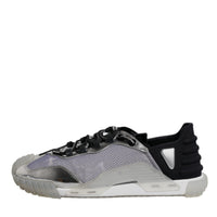 Dolce & Gabbana Silver Black Nylon NS1 Low Top Sneakers Shoes