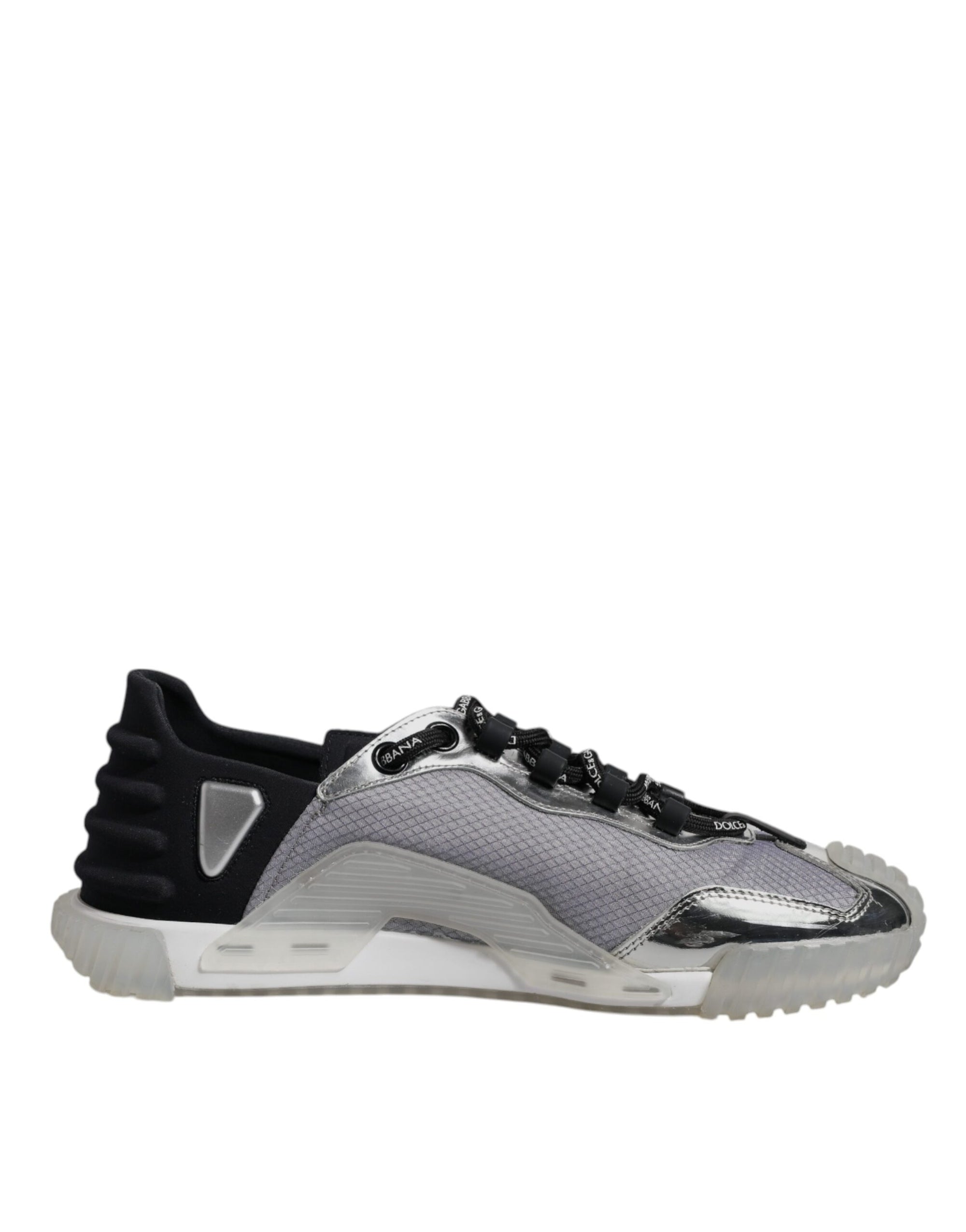 Dolce &amp; Gabbana Silver Black Nylon NS1 Low Top Sneakers Shoes