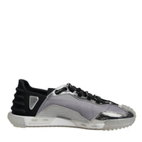 Dolce & Gabbana Silver Black Nylon NS1 Low Top Sneakers Shoes