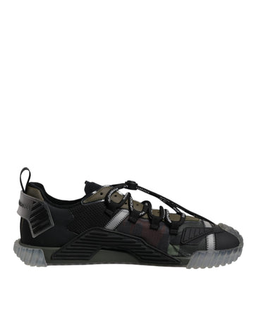 Dolce & Gabbana Black Green Camo NS1 Low Top Sneakers Shoes