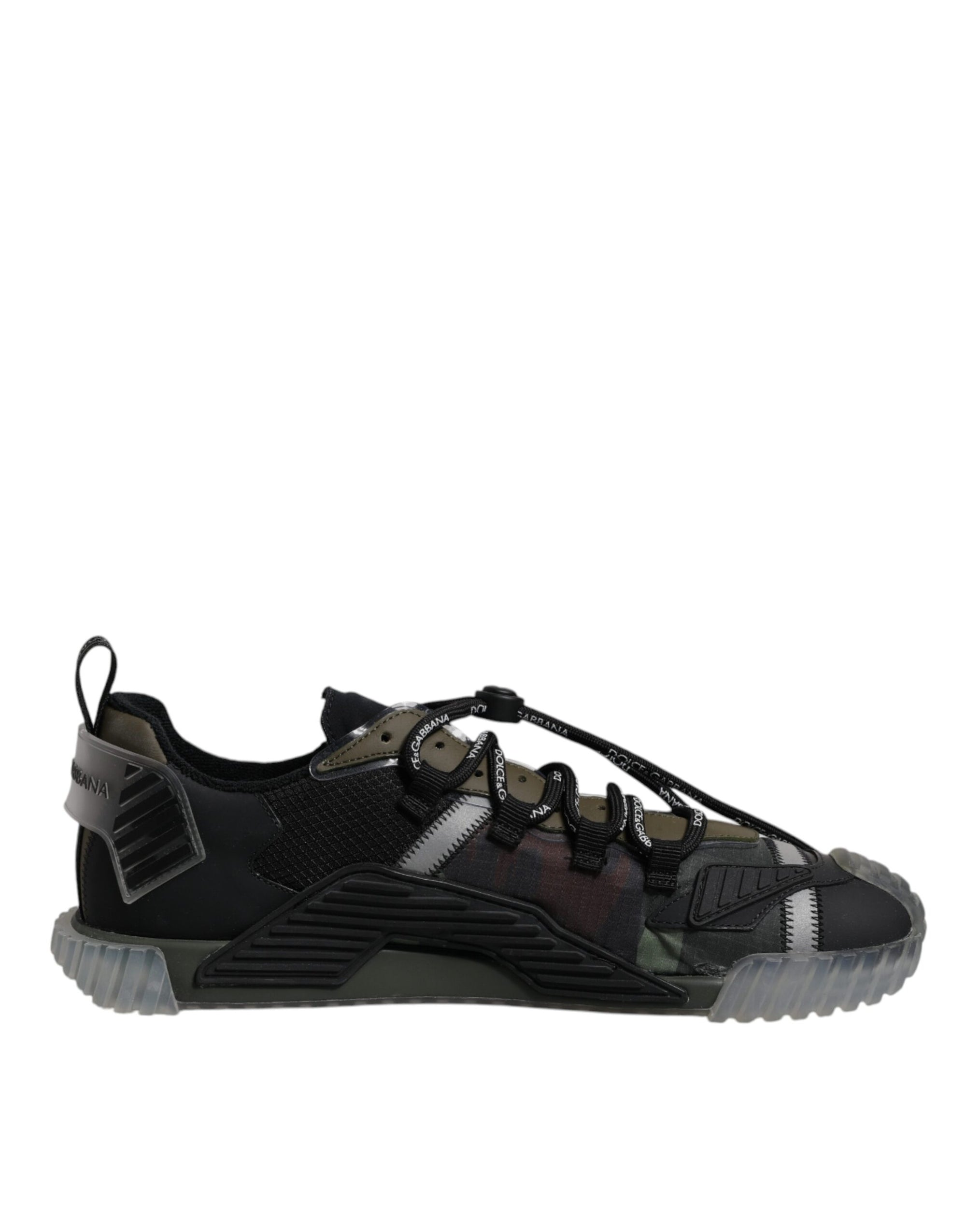 Dolce &amp; Gabbana Black Green Camo NS1 Low Top Sneakers Shoes