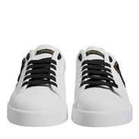 Dolce & Gabbana White Leather DG Logo Low Top Sneakers Shoes